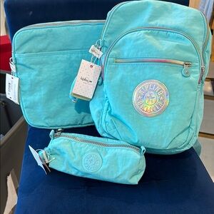 Kipling Aqua Backpack, Laptop case, and pencil case